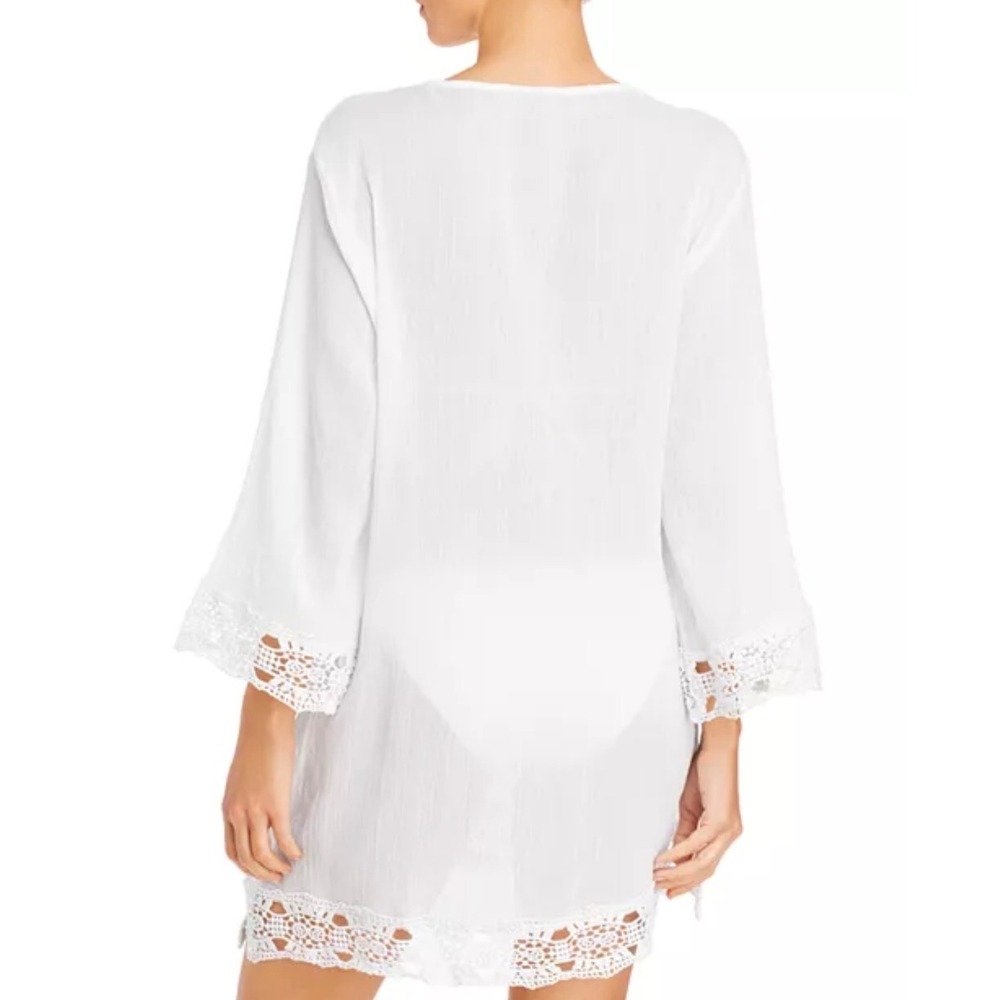 NWT La Blanca Island Fare Crocheted Lace Trim Tunic Swim Cover-Up | XL - Picture 2 of 7